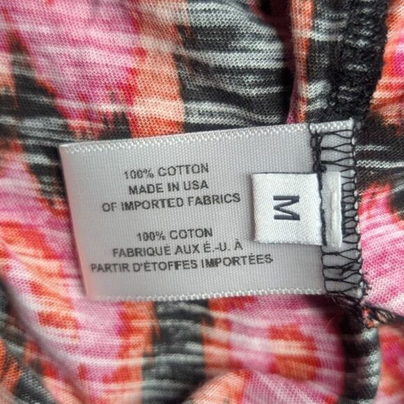 Proenza Schouler Tie-Back Cutout Slub Knit Printed Tee in Pink, Size Medium - Picture 5 of 5